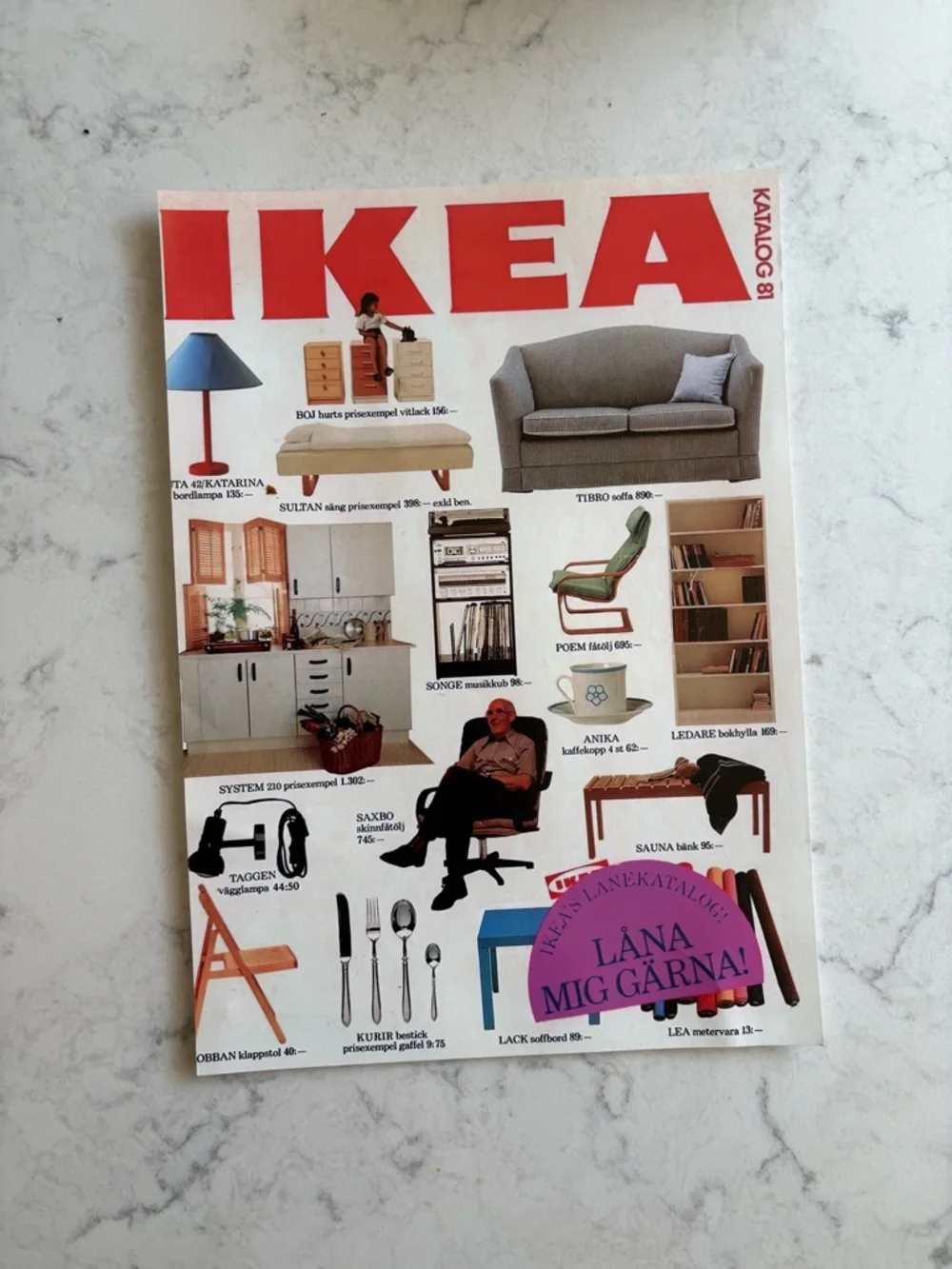 1983 Vintage IKEA Poster - Red with Multicolor Product Illustrations